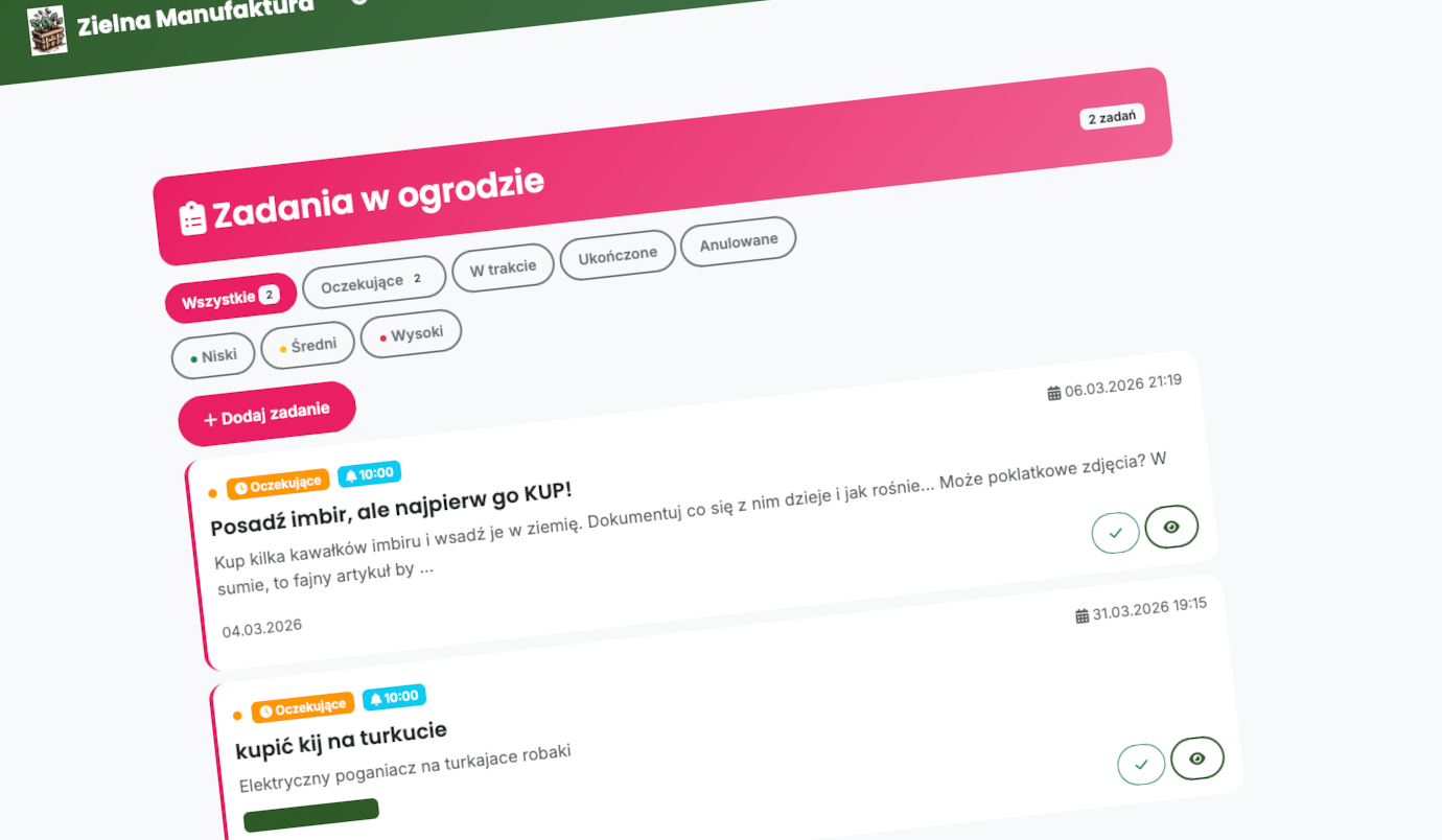 Nigdy więcej "miałem posadzić, ale zapomniałem" — zadania ogrodowe w Zielnej Manufakturze