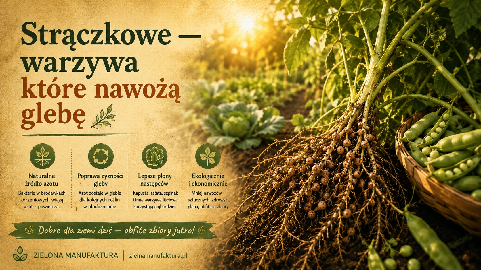 Strączkowe jako nawóz zielony — fasola i groch dla gleby